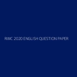 RIMC 2020 ENGLISH QUESTION PAPER